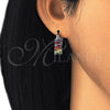 Argolla Pequeña 02.210.0295.9.15 Rodio Laminado, Diseño de Baguette, con Zirconia Cubica Multicolor, Pulido, Rodinado