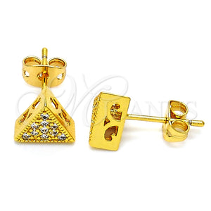Arete Dormilona 02.342.0002 Oro Laminado, con Blanca Zirconia Cubica, Pulido, Tono Dorado