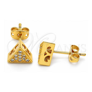 Arete Dormilona 02.342.0002 Oro Laminado, con Zirconia Cubica Blanca, Pulido, Tono Dorado