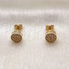 Arete Dormilona 02.342.0013 Oro Laminado, con Zirconia Cubica Blanca, Pulido, Tono Dorado