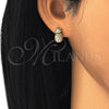 Arete Dormilona 02.342.0014 Oro Laminado, Diseño de Pina, con Blanca Micro Pave, Pulido, Tono Dorado