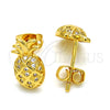 Arete Dormilona 02.342.0014 Oro Laminado, Diseño de Pina, con Blanca Micro Pave, Pulido, Tono Dorado