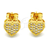 Arete Dormilona 02.342.0016 Oro Laminado, Diseño de Corazón, con Zirconia Cubica Blanca, Pulido, Tono Dorado