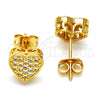 Arete Dormilona 02.342.0016 Oro Laminado, Diseño de Corazón, con Zirconia Cubica Blanca, Pulido, Tono Dorado