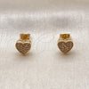 Arete Dormilona 02.342.0016 Oro Laminado, Diseño de Corazón, con Zirconia Cubica Blanca, Pulido, Tono Dorado