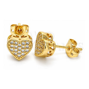 Arete Dormilona 02.342.0016 Oro Laminado, Diseño de Corazón, con Zirconia Cubica Blanca, Pulido, Tono Dorado