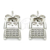 Arete Dormilona 02.344.0010 Rodio Laminado, con Zirconia Cubica Blanca, Pulido, Rodinado