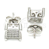 Arete Dormilona 02.344.0010 Rodio Laminado, con Zirconia Cubica Blanca, Pulido, Rodinado
