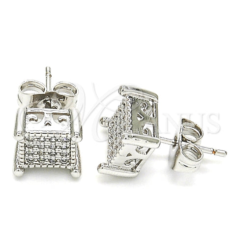 Arete Dormilona 02.344.0010 Rodio Laminado, con Zirconia Cubica Blanca, Pulido, Rodinado