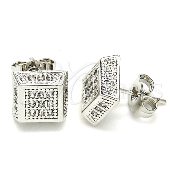 Arete Dormilona 02.344.0011 Oro Laminado Blanco, con Zirconia Cubica Blanca, Pulido, Rodinado