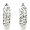 Argolla Pequeña 02.210.0296.5.15 Rodio Laminado, Diseño de Baguette, con Zirconia Cubica Blanca, Pulido, Rodinado