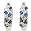 Argolla Pequeña 02.210.0296.7.15 Rodio Laminado, Diseño de Baguette, con Zirconia Cubica Zafiro Azul y Blanca, Pulido, Rodinado