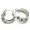 Argolla Pequeña 02.210.0296.7.15 Rodio Laminado, Diseño de Baguette, con Zirconia Cubica Zafiro Azul y Blanca, Pulido, Rodinado