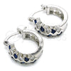 Argolla Pequeña 02.210.0296.7.15 Rodio Laminado, Diseño de Baguette, con Zirconia Cubica Zafiro Azul y Blanca, Pulido, Rodinado