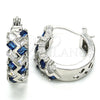 Argolla Pequeña 02.210.0296.7.15 Rodio Laminado, Diseño de Baguette, con Zirconia Cubica Zafiro Azul y Blanca, Pulido, Rodinado