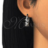 Argolla Pequeña 02.210.0296.8.15 Rodio Laminado, Diseño de Baguette, con Zirconia Cubica Negro y Blanca, Pulido, Rodinado