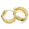 Argolla Pequeña 02.210.0297.2.20 Oro Laminado, Diseño de Corazón, con Negro and Blanca Zirconia Cubica, Pulido, Tono Dorado