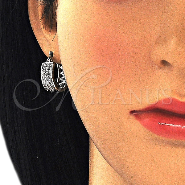 Argolla Pequeña 02.210.0297.4.20 Rodio Laminado, Diseño de Corazón, con Zirconia Cubica Blanca, Pulido, Rodinado
