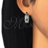 Argolla Pequeña 02.210.0297.6.20 Rodio Laminado, Diseño de Corazón, con Zirconia Cubica Negro y Blanca, Pulido, Rodinado