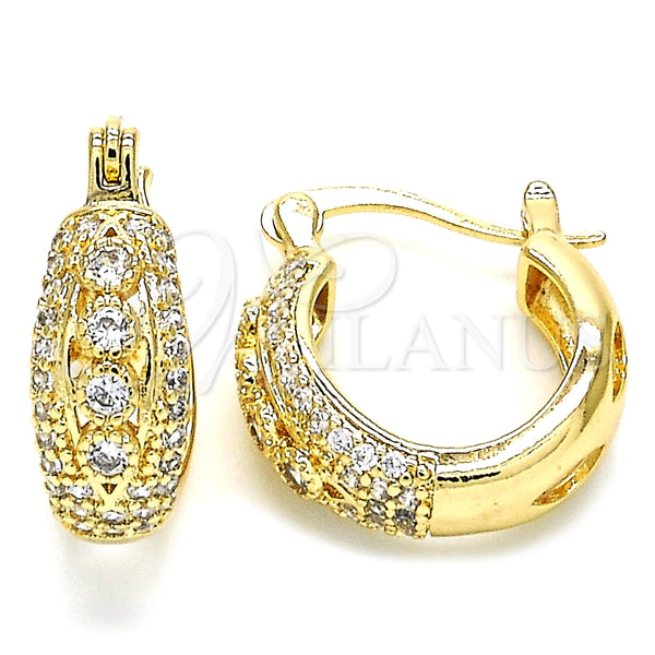 Argolla Pequeña 02.210.0298.15 Oro Laminado, con Blanca Zirconia Cubica, Pulido, Tono Dorado