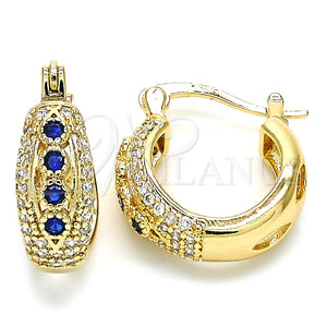 Argolla Pequeña 02.210.0298.2.15 Oro Laminado, con Zafiro Azul and Blanca Zirconia Cubica, Pulido, Tono Dorado