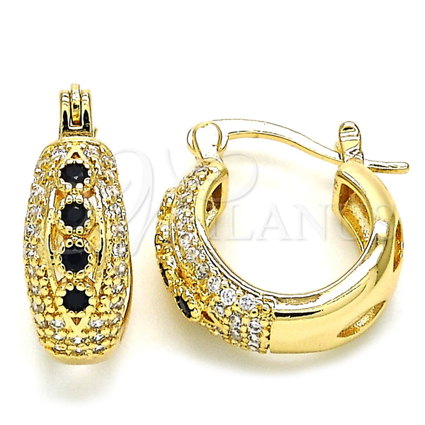 Argolla Pequeña 02.210.0298.3.15 Oro Laminado, con Negro and Blanca Zirconia Cubica, Pulido, Tono Dorado
