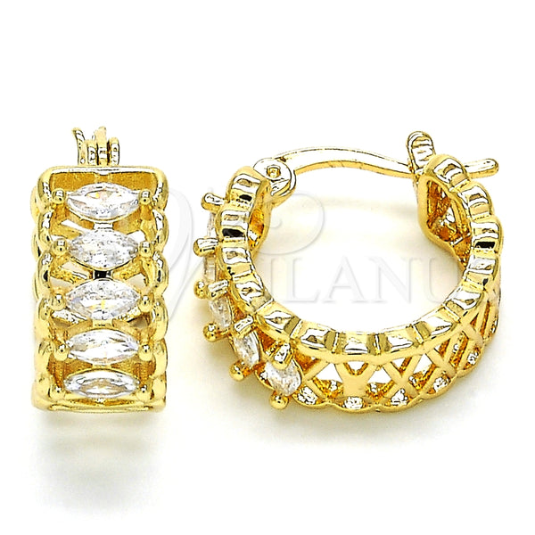 Argolla Pequeña 02.210.0299.20 Oro Laminado, con Blanca Zirconia Cubica, Pulido, Tono Dorado