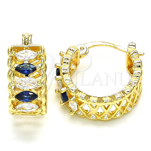 Argolla Pequeña 02.210.0299.2.20 Oro Laminado, con Zafiro Azul and Blanca Zirconia Cubica, Pulido, Tono Dorado
