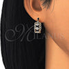 Argolla Pequeña 02.210.0299.3.20 Oro Laminado, con Negro and Blanca Zirconia Cubica, Pulido, Tono Dorado
