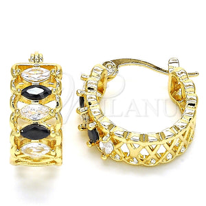 Argolla Pequeña 02.210.0299.3.20 Oro Laminado, con Negro and Blanca Zirconia Cubica, Pulido, Tono Dorado