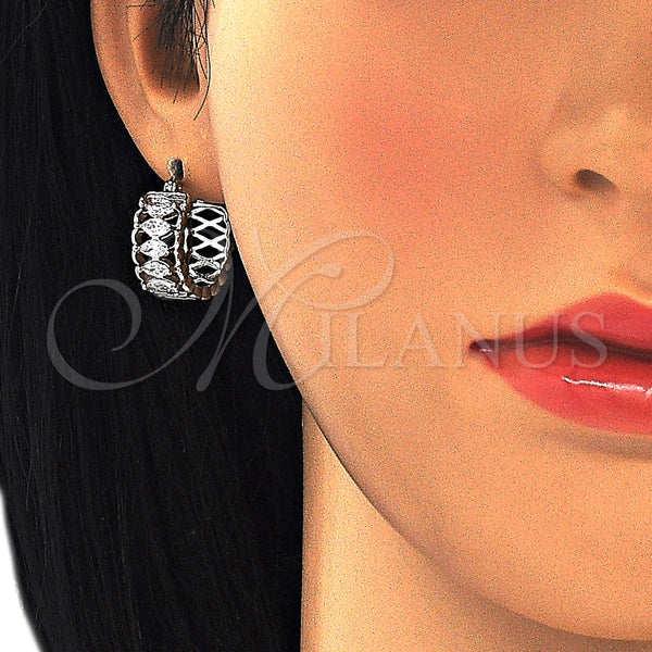 Argolla Pequeña 02.210.0299.5.20 Rodio Laminado, con Zirconia Cubica Blanca, Pulido, Rodinado