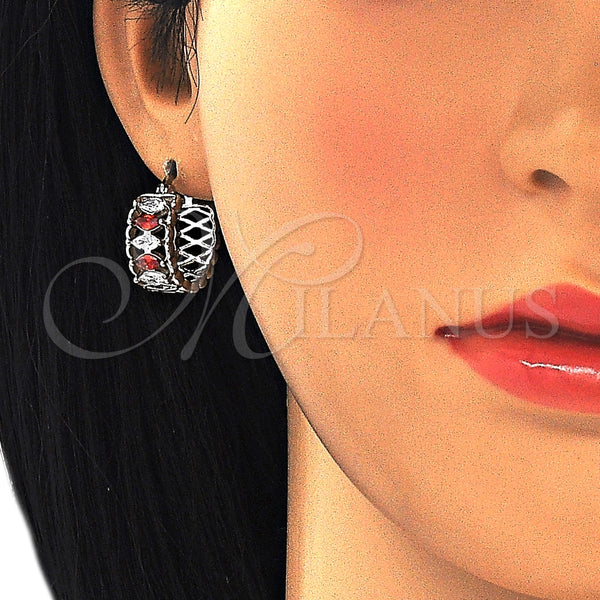 Argolla Pequeña 02.210.0299.6.20 Rodio Laminado, con Zirconia Cubica Granate y Blanca, Pulido, Rodinado