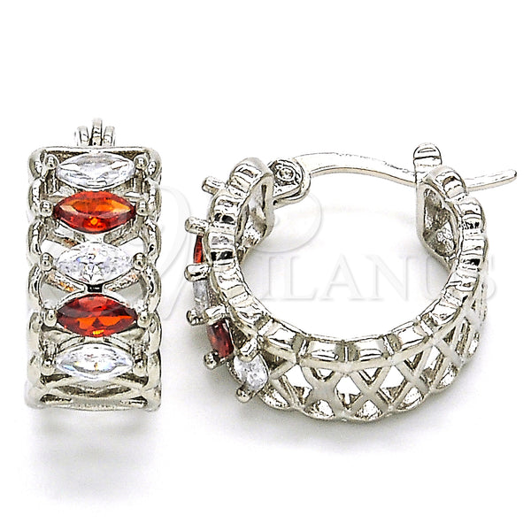 Argolla Pequeña 02.210.0299.6.20 Rodio Laminado, con Granate and Blanca Zirconia Cubica, Pulido, Rodinado