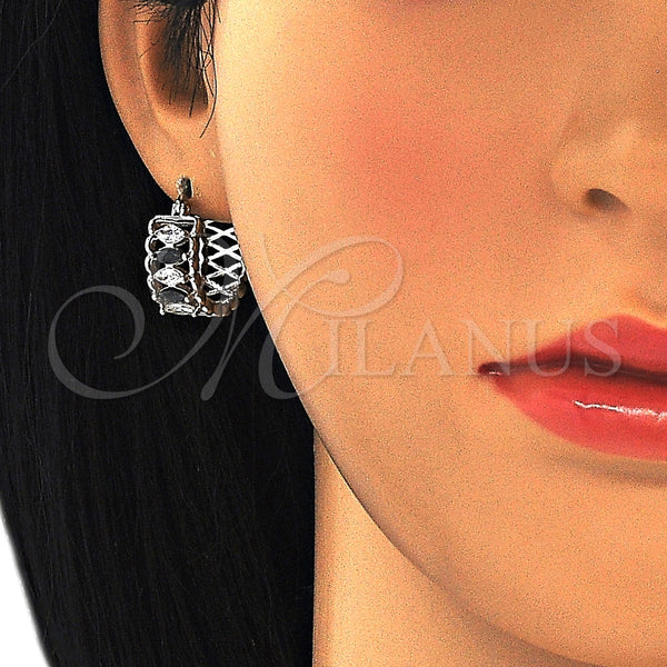 Argolla Pequeña 02.210.0299.8.20 Rodio Laminado, con Zirconia Cubica Negro y Blanca, Pulido, Rodinado