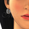 Argolla Pequeña 02.210.0299.8.20 Rodio Laminado, con Zirconia Cubica Negro y Blanca, Pulido, Rodinado