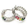 Argolla Pequeña 02.210.0299.9.20 Rodio Laminado, con Zirconia Cubica Multicolor, Pulido, Rodinado