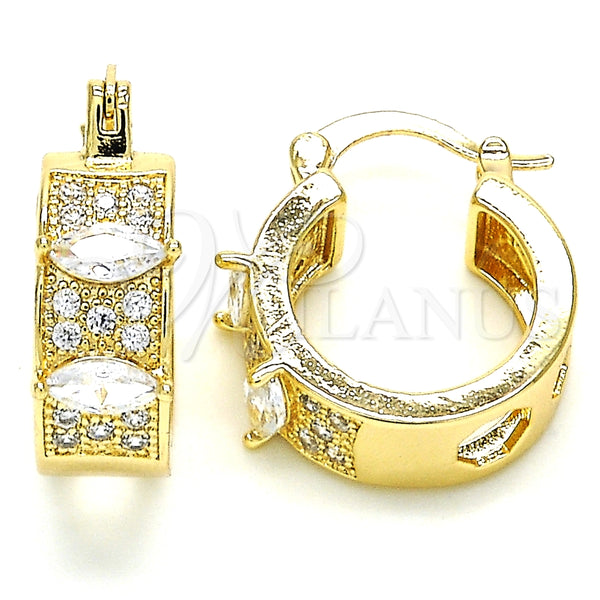Argolla Pequeña 02.210.0301.15 Oro Laminado, con Blanca Zirconia Cubica, Pulido, Tono Dorado