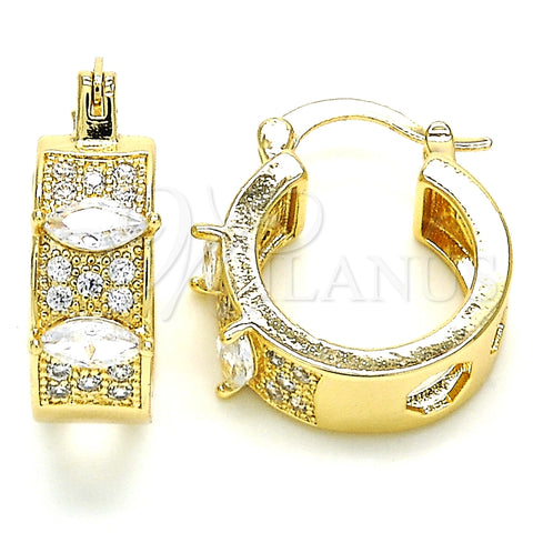 Argolla Pequeña 02.210.0301.15 Oro Laminado, con Blanca Zirconia Cubica, Pulido, Tono Dorado