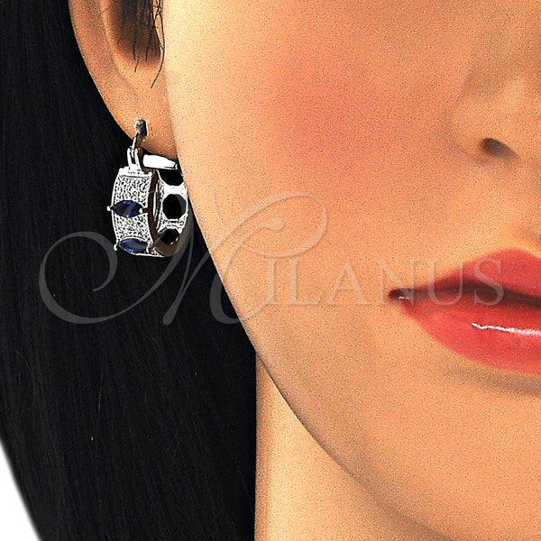 Argolla Pequeña 02.210.0301.7.15 Rodio Laminado, con Zirconia Cubica Zafiro Azul y Blanca, Pulido, Rodinado