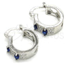 Argolla Pequeña 02.210.0301.7.15 Rodio Laminado, con Zirconia Cubica Zafiro Azul y Blanca, Pulido, Rodinado
