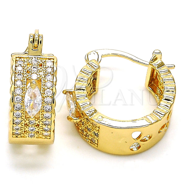 Argolla Pequeña 02.210.0302.20 Oro Laminado, con Blanca Zirconia Cubica, Pulido, Tono Dorado