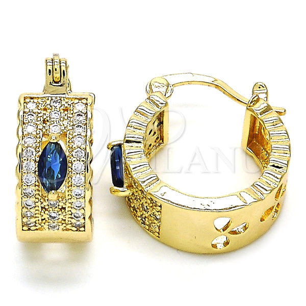 Argolla Pequeña 02.210.0302.2.20 Oro Laminado, con Zirconia Cubica Zafiro Azul y Blanca, Pulido, Tono Dorado