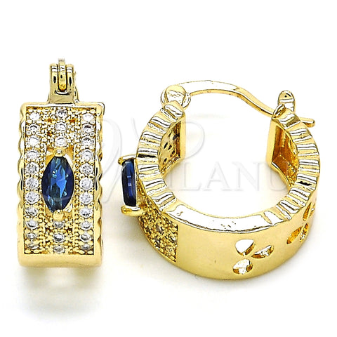 Argolla Pequeña 02.210.0302.2.20 Oro Laminado, con Zirconia Cubica Zafiro Azul y Blanca, Pulido, Tono Dorado