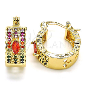 Argolla Pequeña 02.210.0302.4.20 Oro Laminado, con Multicolor Zirconia Cubica, Pulido, Tono Dorado