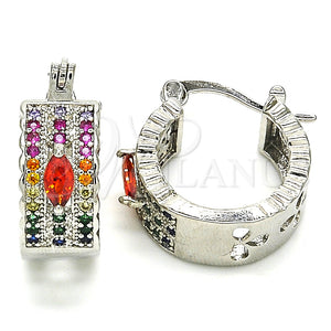 Argolla Pequeña 02.210.0302.9.20 Rodio Laminado, con Zirconia Cubica Multicolor, Pulido, Rodinado