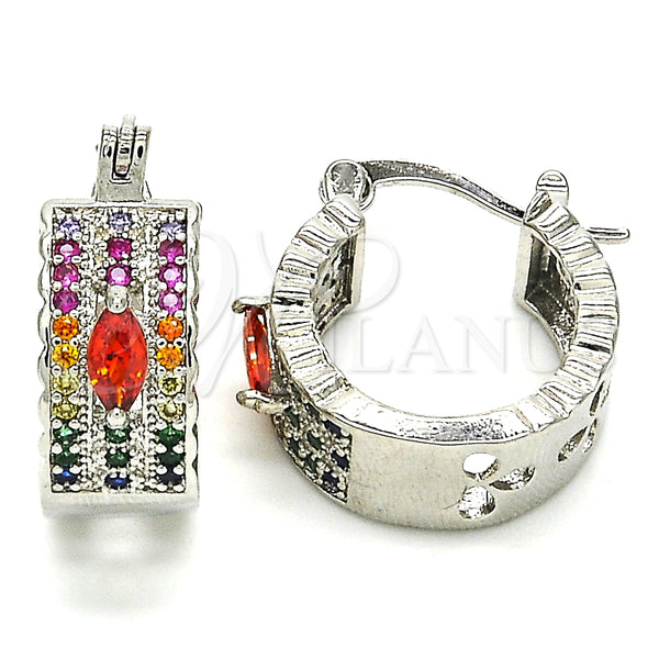Argolla Pequeña 02.210.0302.9.20 Rodio Laminado, con Zirconia Cubica Multicolor, Pulido, Rodinado