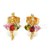 Arete Dormilona 02.345.0003 Oro Laminado, con Multicolor Zirconia Cubica, Pulido, Tono Dorado