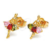 Arete Dormilona 02.345.0003 Oro Laminado, con Multicolor Zirconia Cubica, Pulido, Tono Dorado