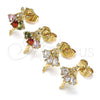 Arete Dormilona 02.345.0003 Oro Laminado, con Multicolor Zirconia Cubica, Pulido, Tono Dorado
