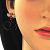 Arete Dormilona 02.345.0014.1 Oro Laminado, Diseño de Abeja, con Granate Zirconia Cubica and Blanca Micro Pave, Pulido, Tono Dorado